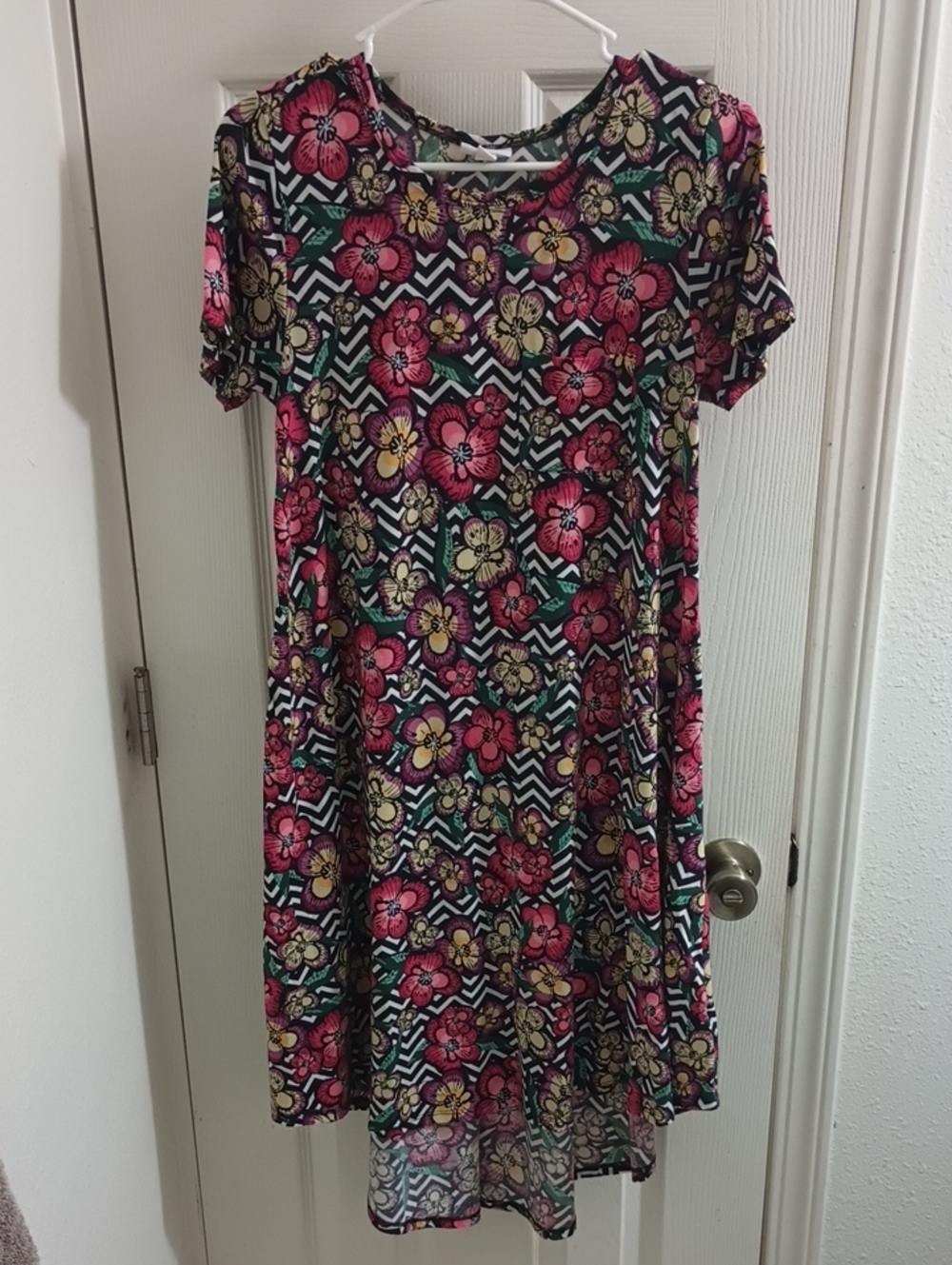 Lularoe Carly  Swing Dress - Pink, Yellow & Green